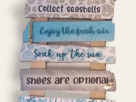 Beach rules printed wooden wall art Cheap